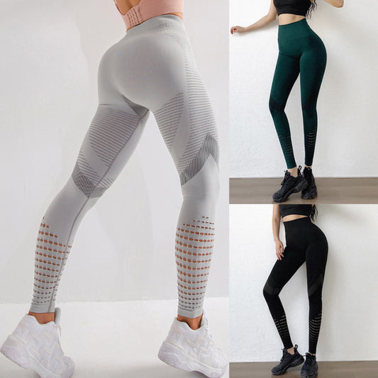 Women Yoga Pants High Waist Slim Leggings Stretch Hollow out Hip Lift Yoga Pants for Fitness Sports Running